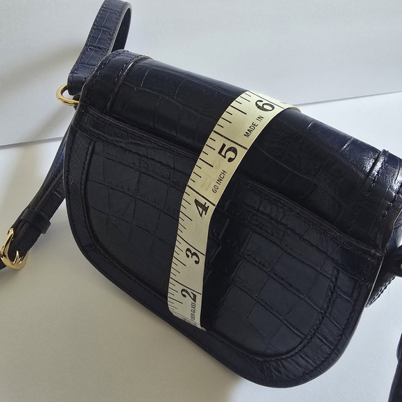 Lauren Ralph Lauren Croc-Embossed Leather Crossbody Bag Blue - Picture 13 of 13